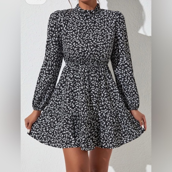 Floral Black Mini Dress - Picture 9 of 9